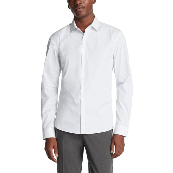 Calvin Klein Men's Extra Slim Fit Dress Shirt Grey Blue White Size 16/16.5x34/35 - Picture 1 of 4